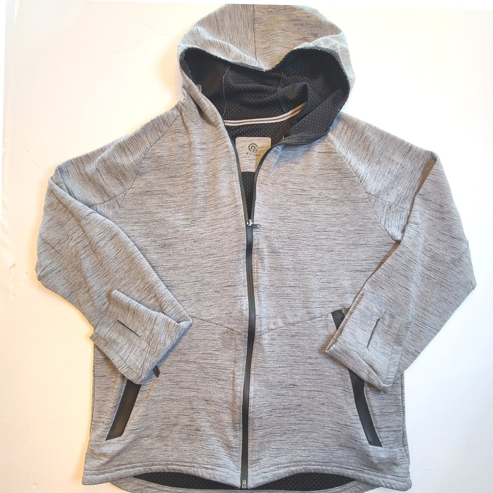 hampion Mens L Gray Full Zip Hoodie Athletic Gym Training Performance Sweatshirt